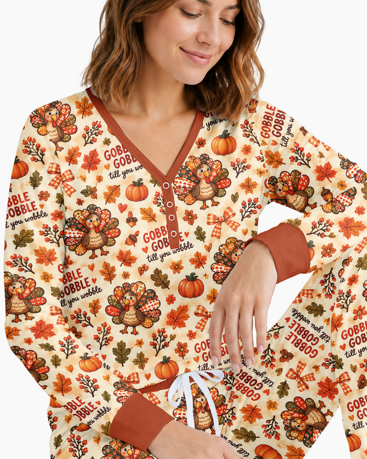 Gobble Gobble Till You Wobble Bamboo Women Pajama Set