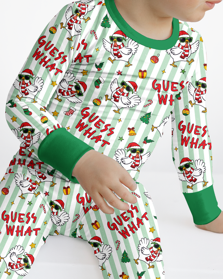 Guess What Chicken Butt Christmas Bamboo Two Piece Long Sleeve Pajama Set