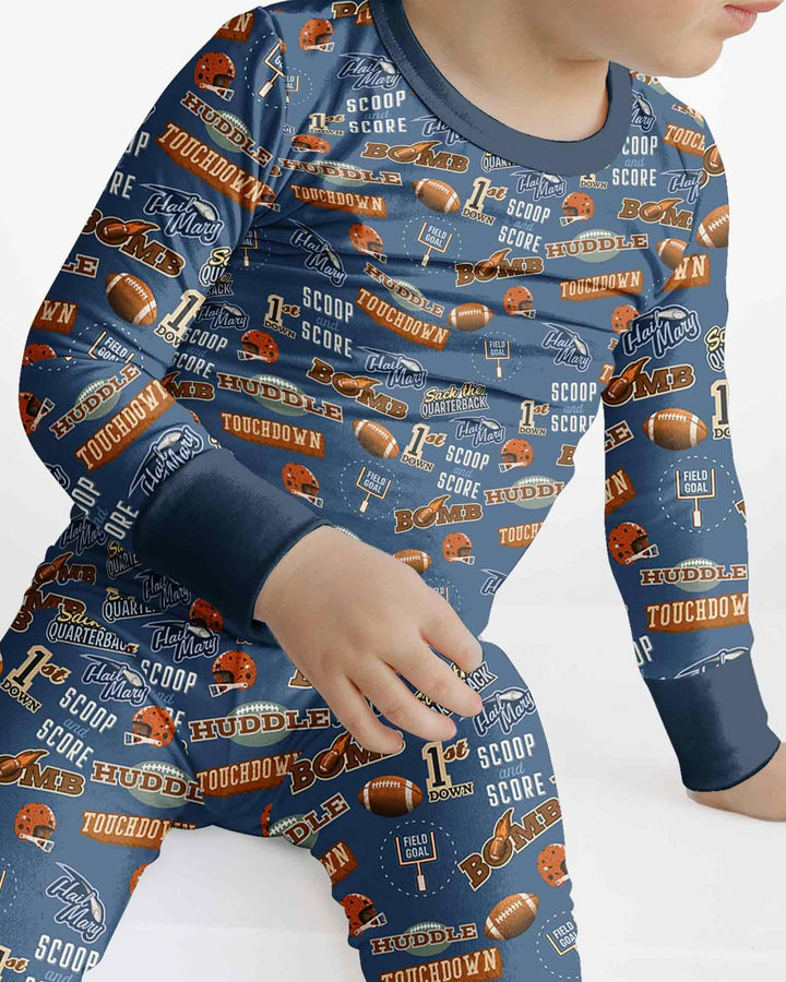 Football Lingo Bamboo Two Piece Long Sleeve Pajama Set
