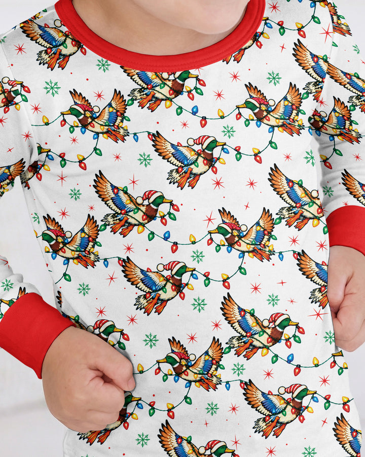 Preppy Christmas Mallard Duck Bamboo Two Piece Long Sleeve Pajama Set