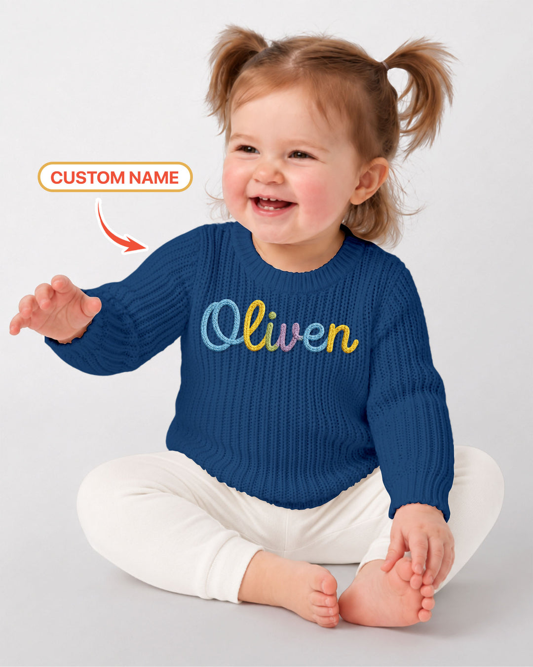 Embroidered Baby Name Bamboo Knit Sweater Bubble