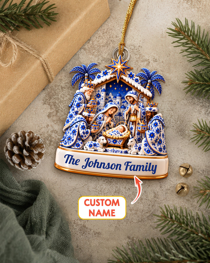 Chinoiserie Nativity Scene- Personalized Acrylic Ornament
