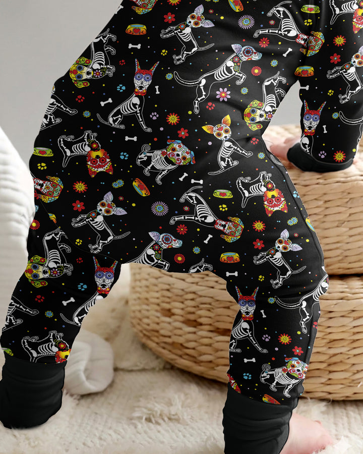 Sugar Skull Día de los Muertos Halloween Dog Mexican Bamboo Convertible Zippy