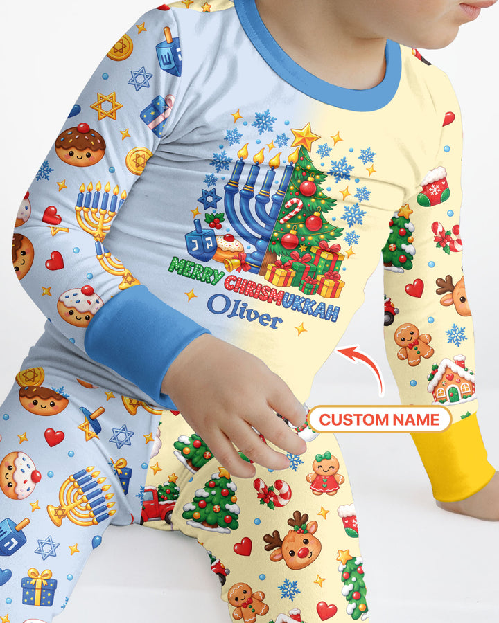 Merry Chrismukkah Bamboo Two Piece Long Sleeve Pajama Set