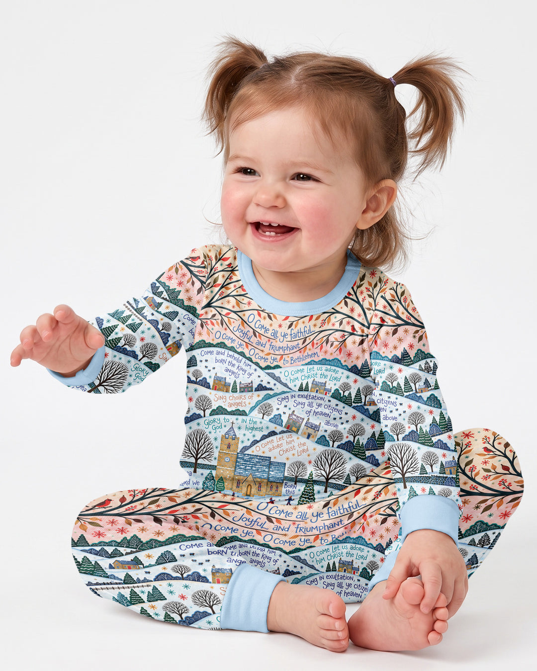 Oh Come Let Us Adore Him Bamboo Two Piece Long Sleeve Pajama Set