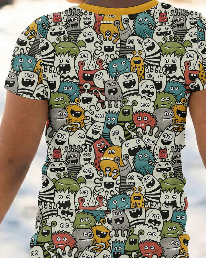Monsters And Friends Bamboo Two Piece Short Sleeve Pajama Set