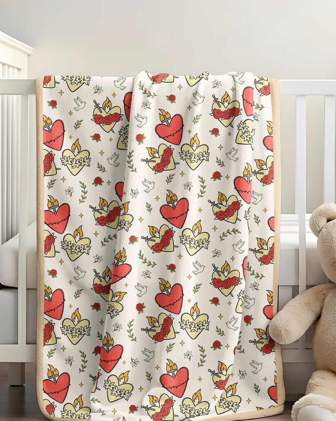 Three Sacred Hearts Bamboo Blanket