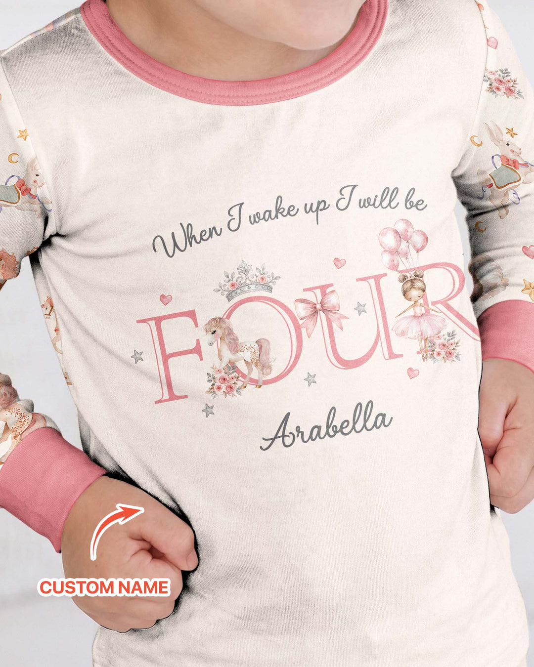 Custom Name When I Wake Up Girly Birthday Bamboo Two Piece Long Sleeve Pajama Set