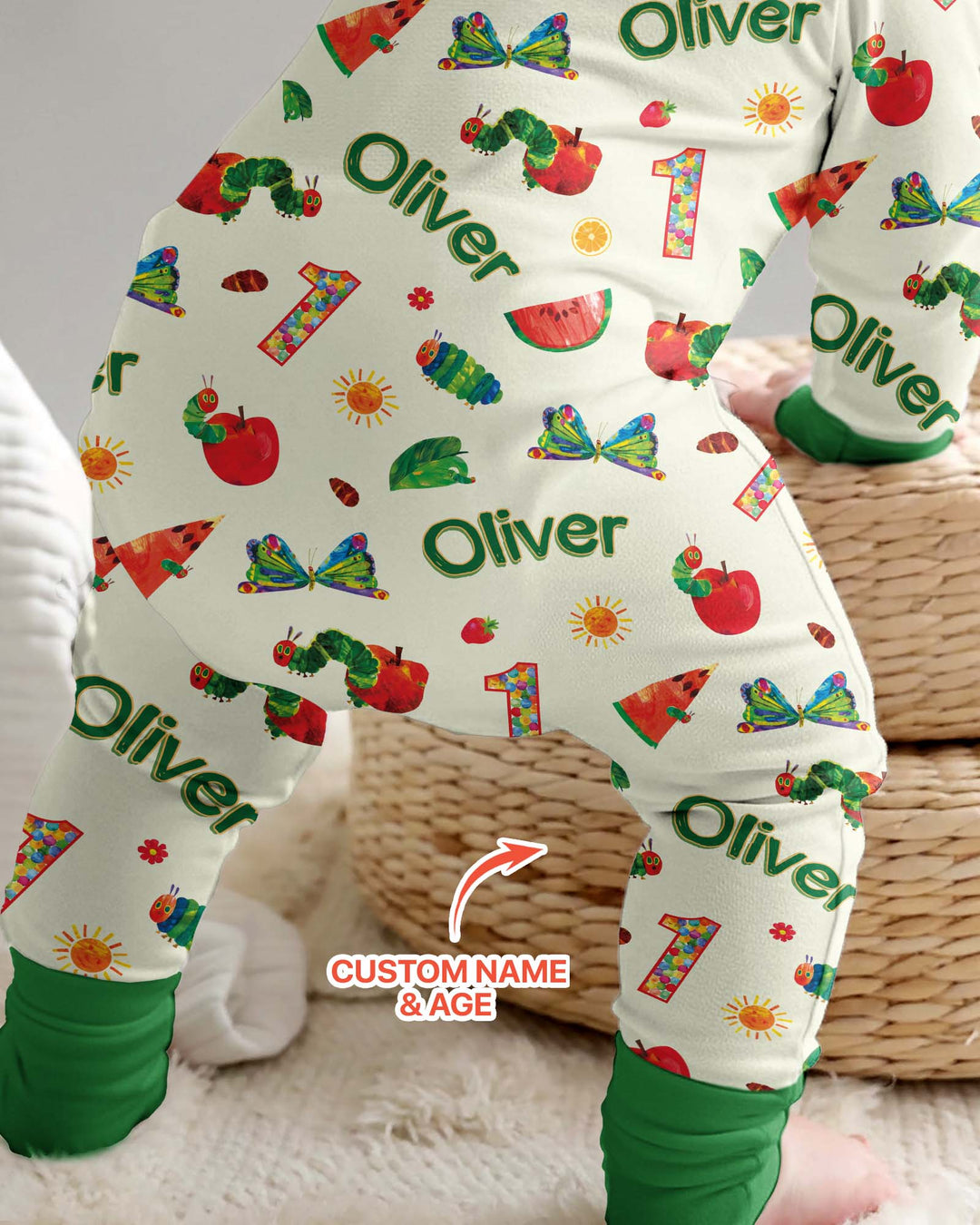 Custom Name and Age Birthday Of Very Hungry Caterpillar Bamboo Convertible Zippy