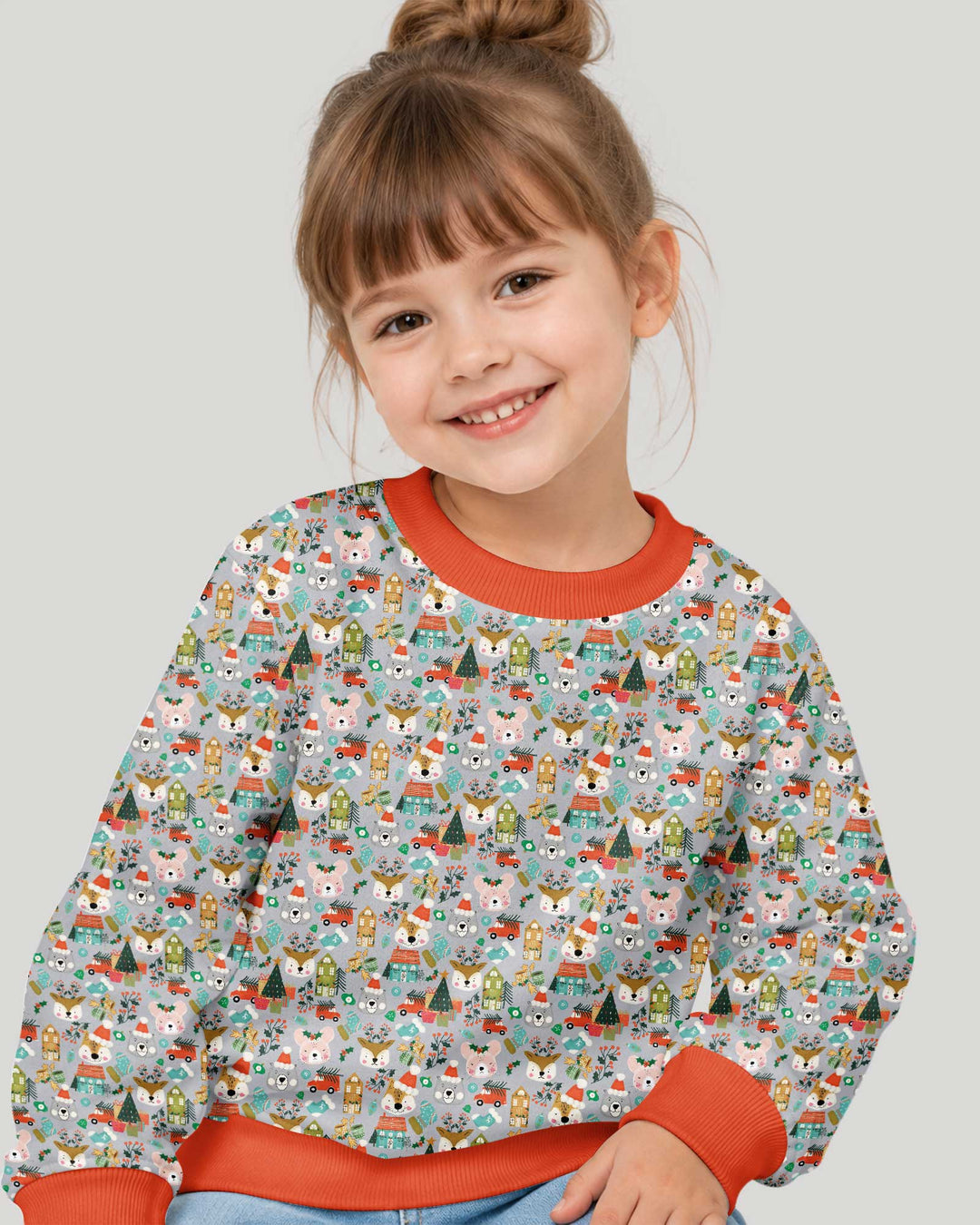Christmas Woodland Deer Fox Bear Bamboo Crewneck Sweatshirt