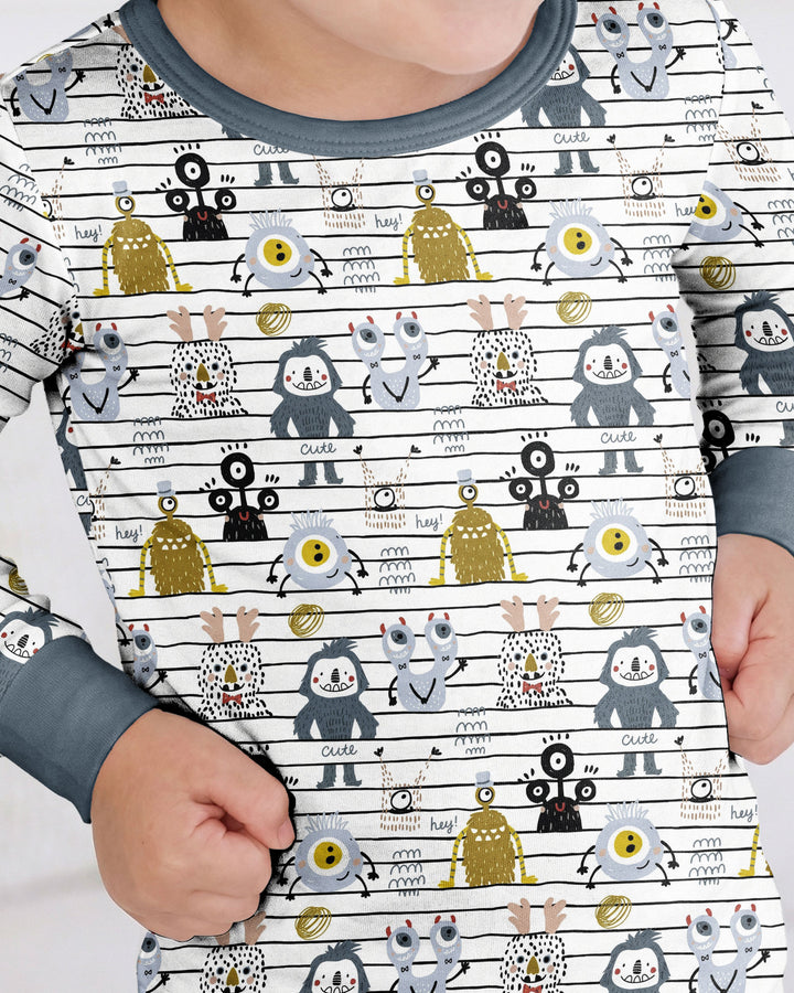 Playful Monster Friends Bamboo Two Piece Long Sleeve Pajama Set