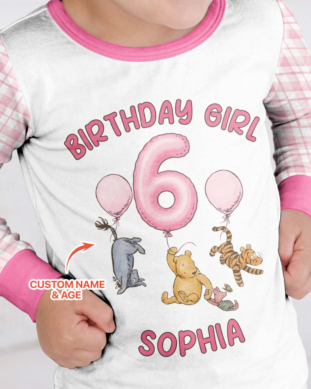 Little Bear Birthday Custom Name And Age Balloon Bamboo Two Piece Long Sleeve Pajama Set