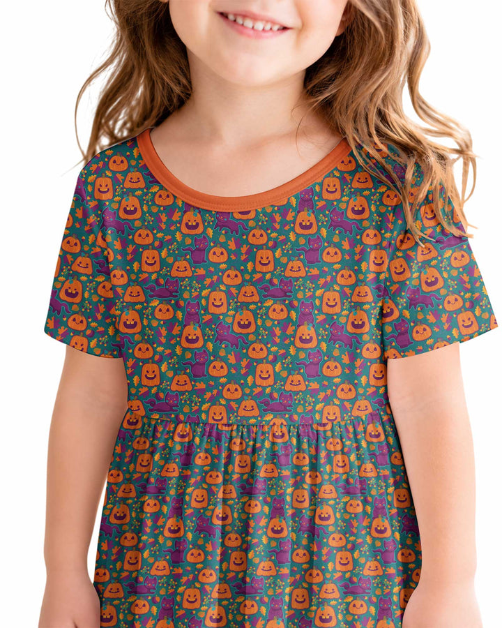 Cats and Pumpkins Bamboo Twirl Dress