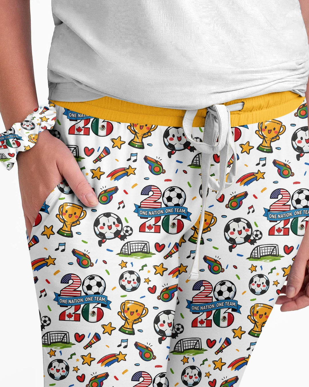 Fußballfieber 2026 Familien-Bambus-Pyjama-Set für Damen