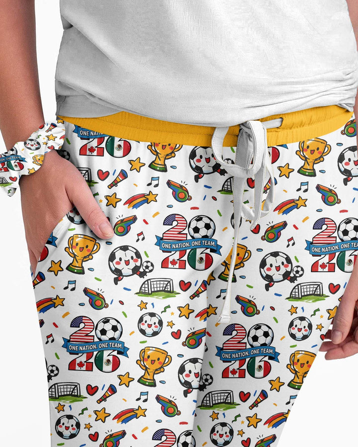 Fußballfieber 2026 Familien-Bambus-Pyjama-Set für Damen