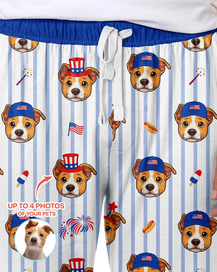 Custom Pet Image 4th of July Family Matching Bamboo Men's Pajama Set