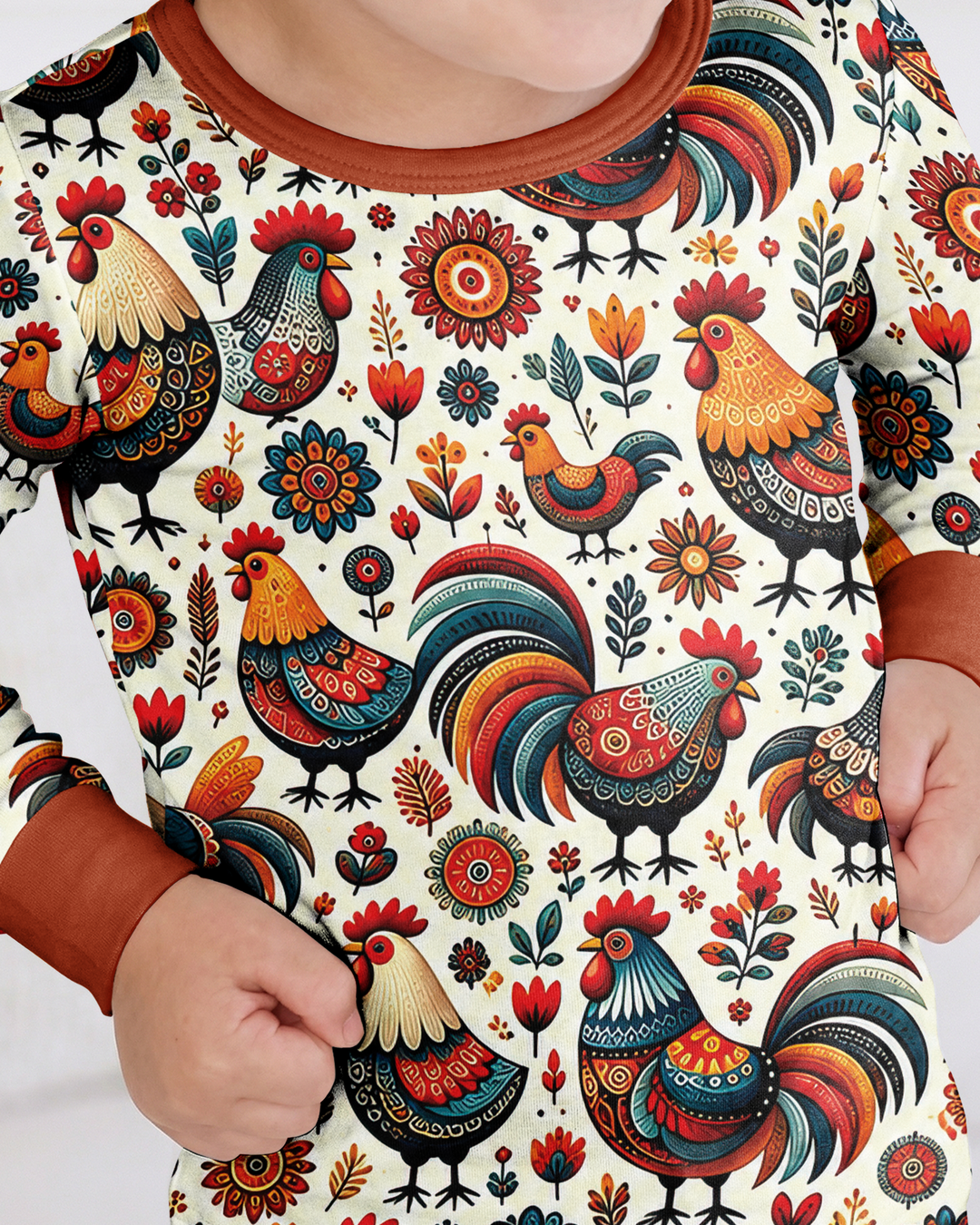 Country Chickens Bamboo Two Piece Long Sleeve Pajama Set