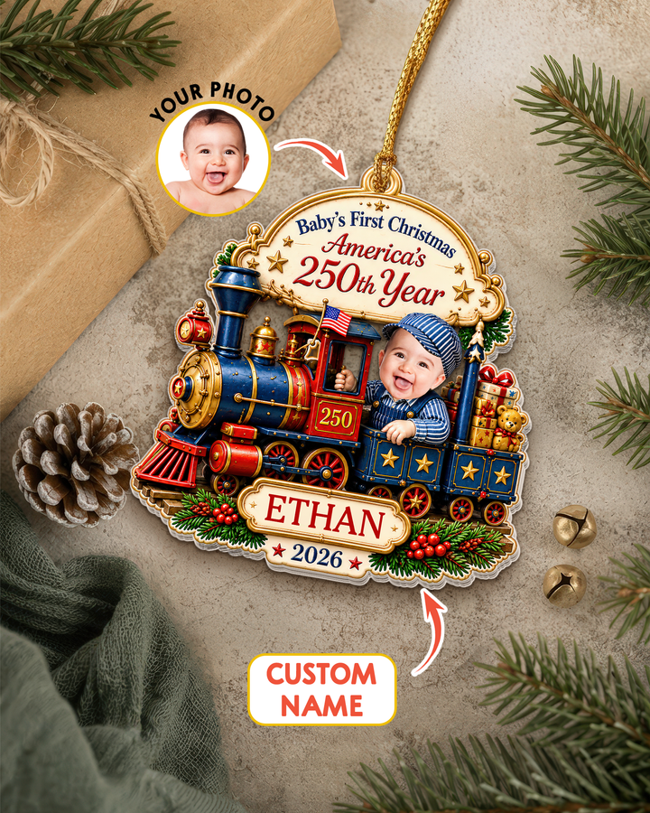 Christmas Train Baby Acrylic Ornament