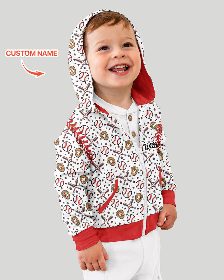 All-Star Baseball Custom Name Bamboo Zip Hoodie
