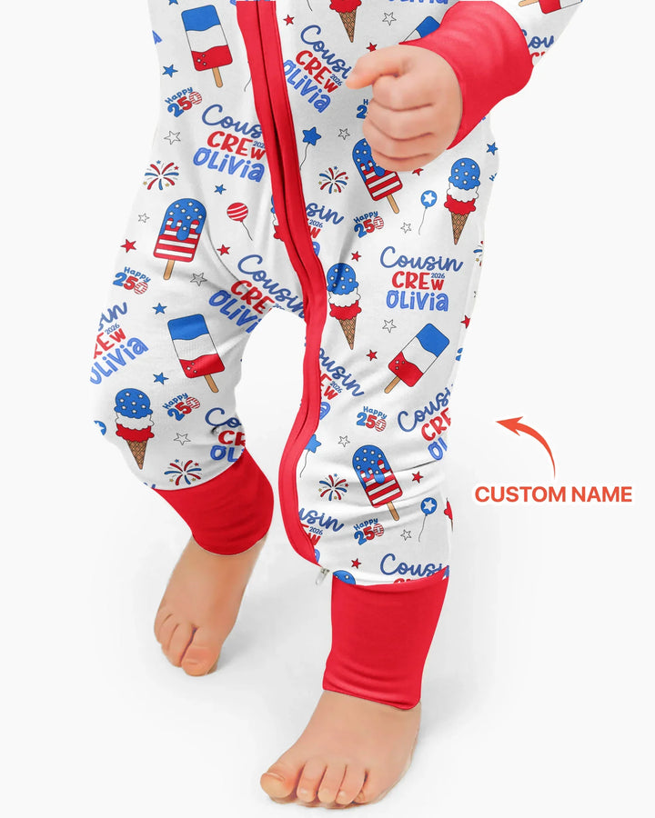 Custom Name 4th of July Cousin Crew Bamboo Convertible Zippy