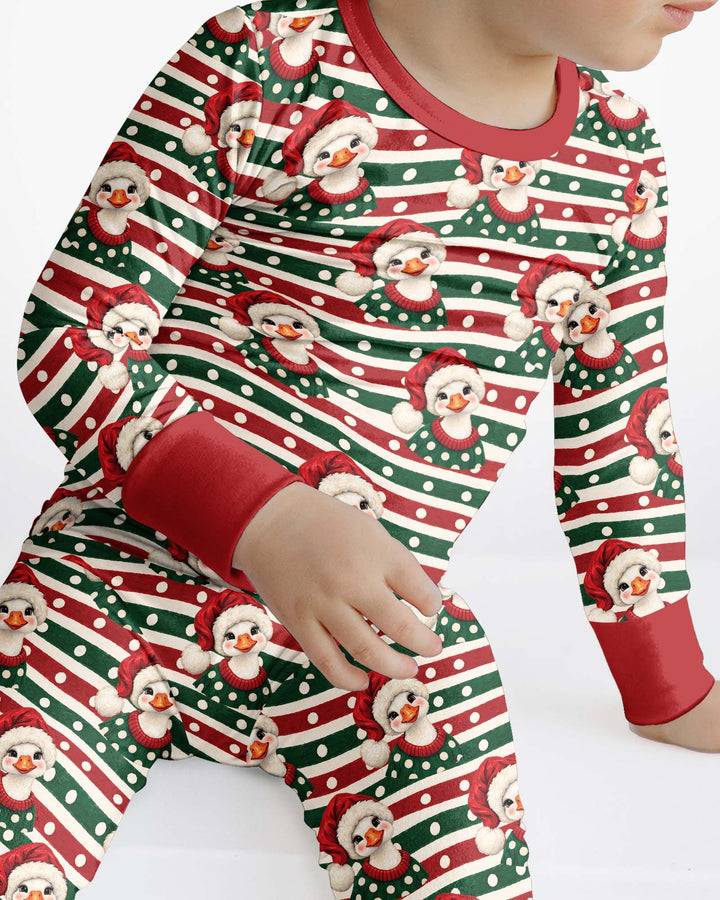 Santa Duck Bamboo Two Piece Long Sleeve Pajama Set