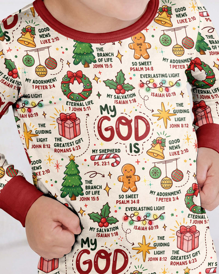 Christmas My God Is Bamboo Two Piece Long Sleeve Pajama Set