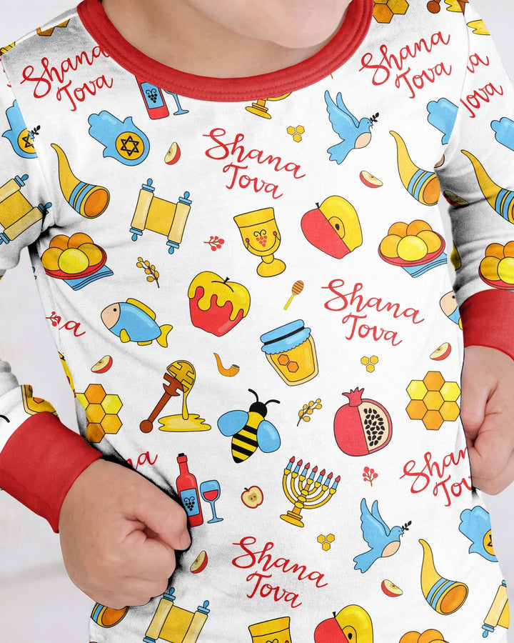Zweiteiliges Langarm-Pyjama-Set mit Sommerfrüchten