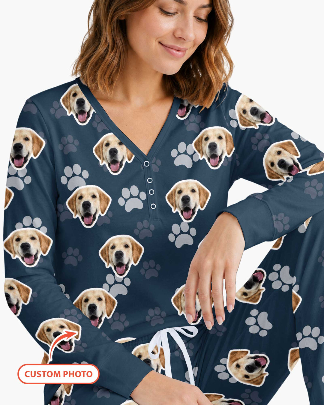 Personalized Dog & Cat Photo Bamboo Women Pajama Set