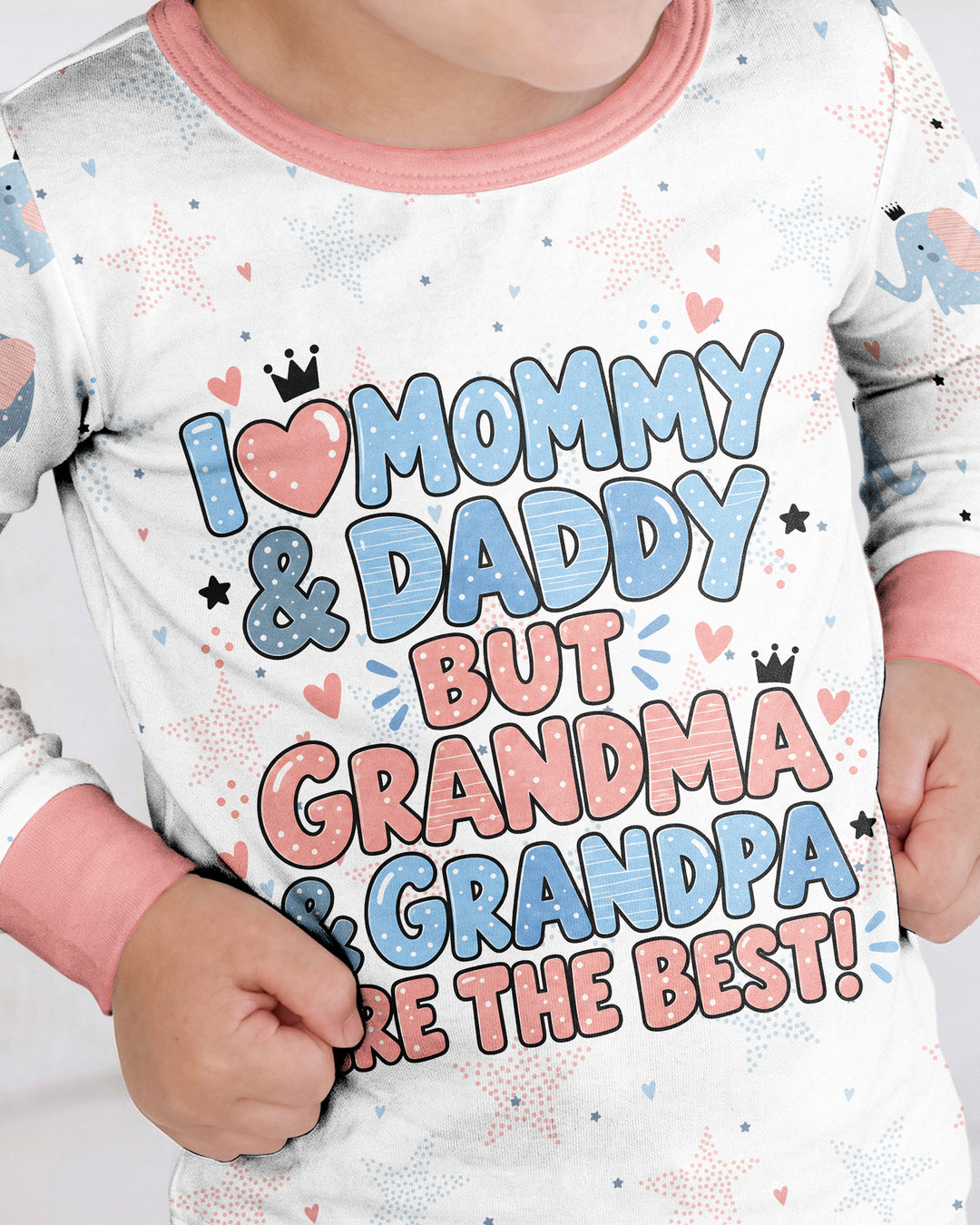 I Love Mommy & Daddy, but Grandma & Grandpa Are the Best! Bamboo Two Piece Long Sleeve Pajama Set