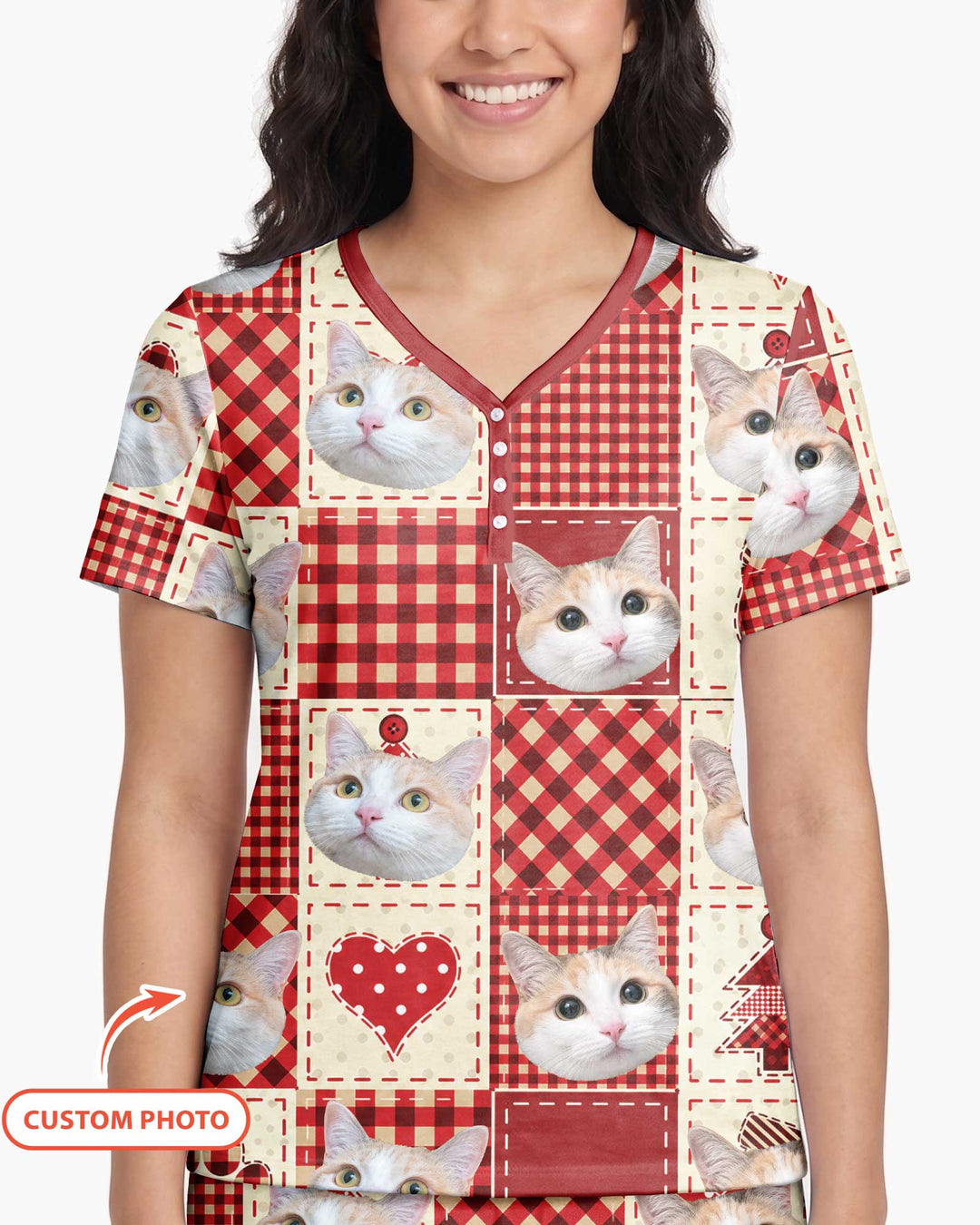 Christmas Ugly Pet Bamboo Women Short Sleeve Short Pajama Set