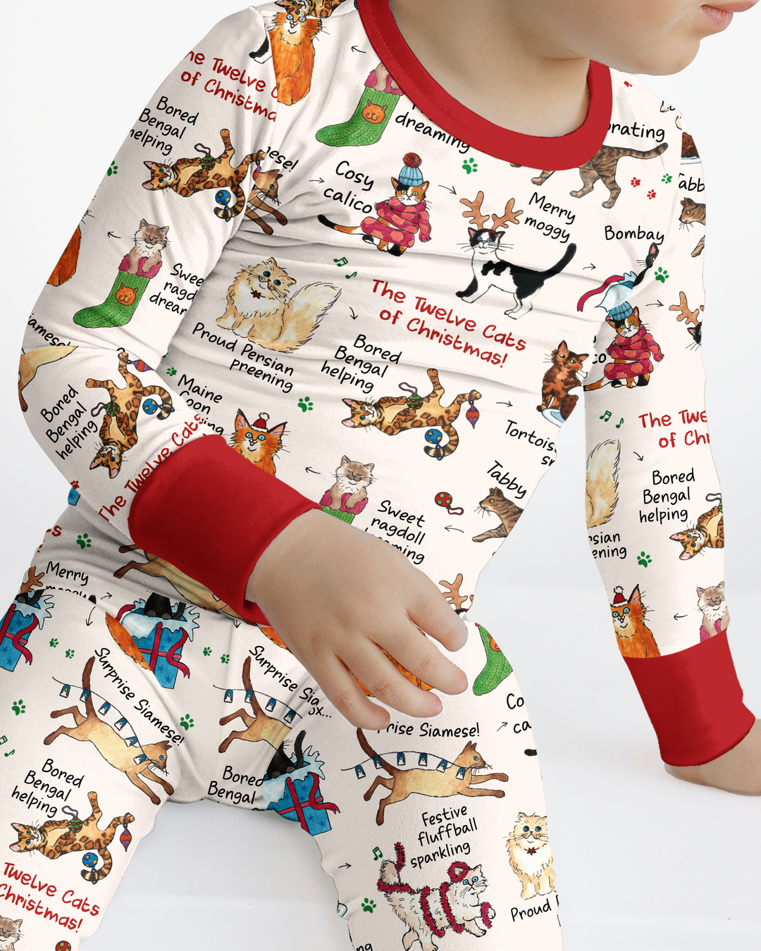 The 12 Cats of Christmas Bamboo Two Piece Long Sleeve Pajama Set