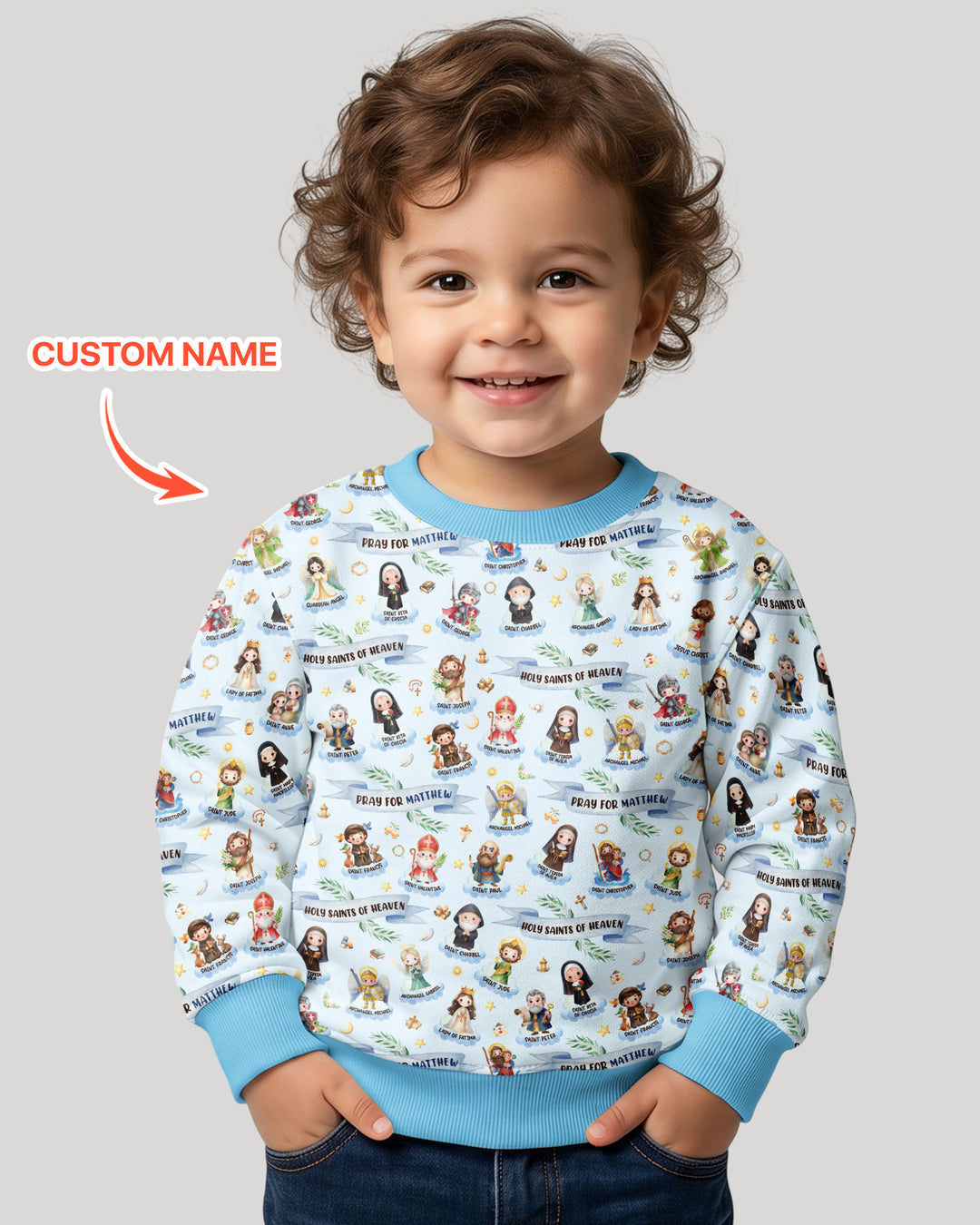 Holy Saints of Heaven Custom Name Bamboo Crewneck Sweatshirt