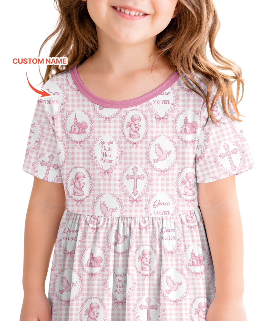 Custom Name Baptism Straight Outta Holy Water Bamboo Twirl Dress