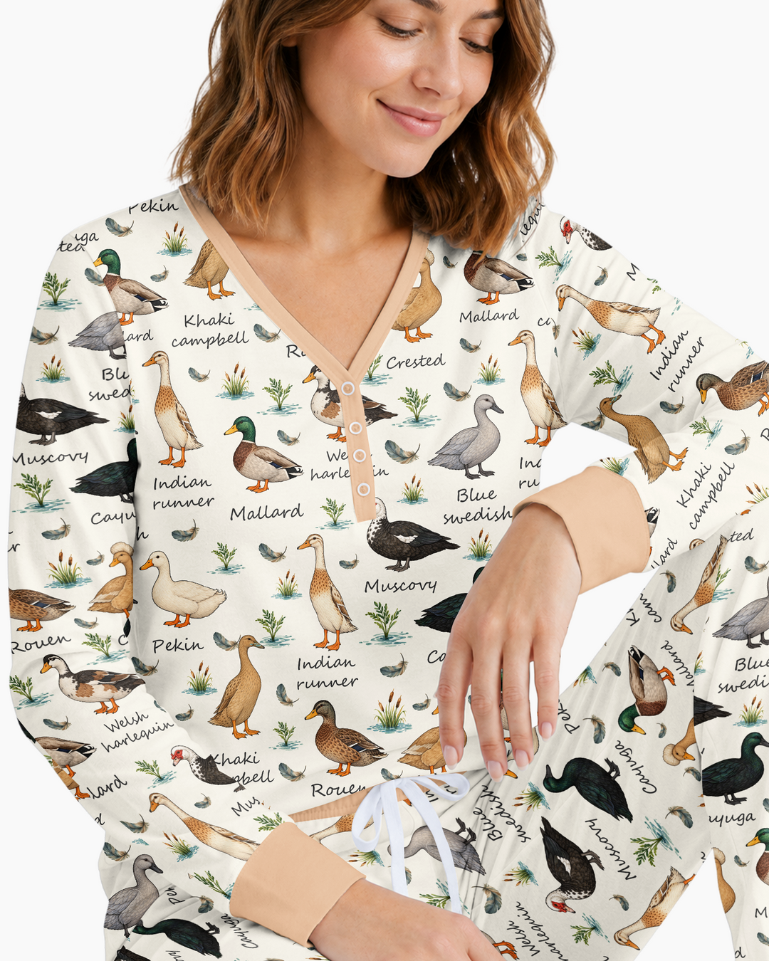 Farm Duck Species Bamboo Women Pajama Set
