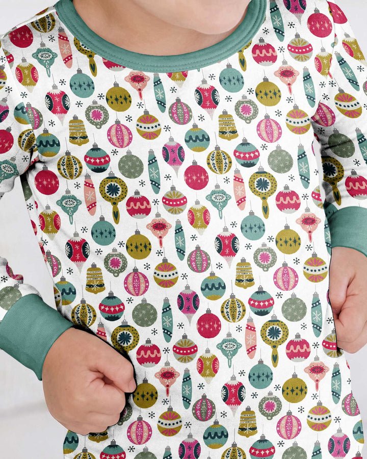 Tiny Christmas Ornaments   Bamboo Two Piece Long Sleeve Pajama Set