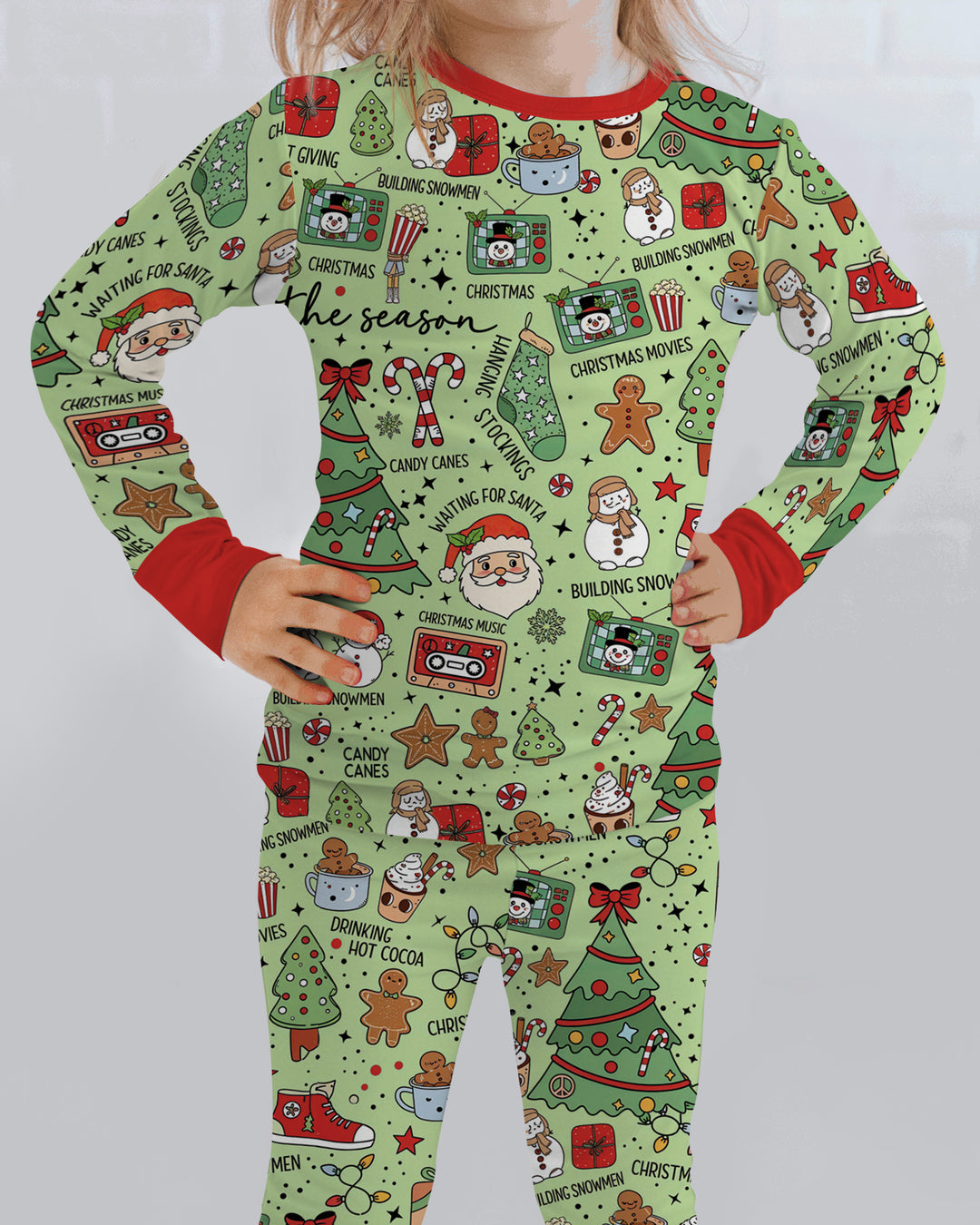 Christmas lights Bamboo Two Piece Long Sleeve Pajama Set