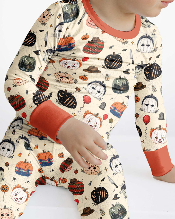 Horror Movie Pumpkins Bamboo Two Piece Long Sleeve Pajama Set