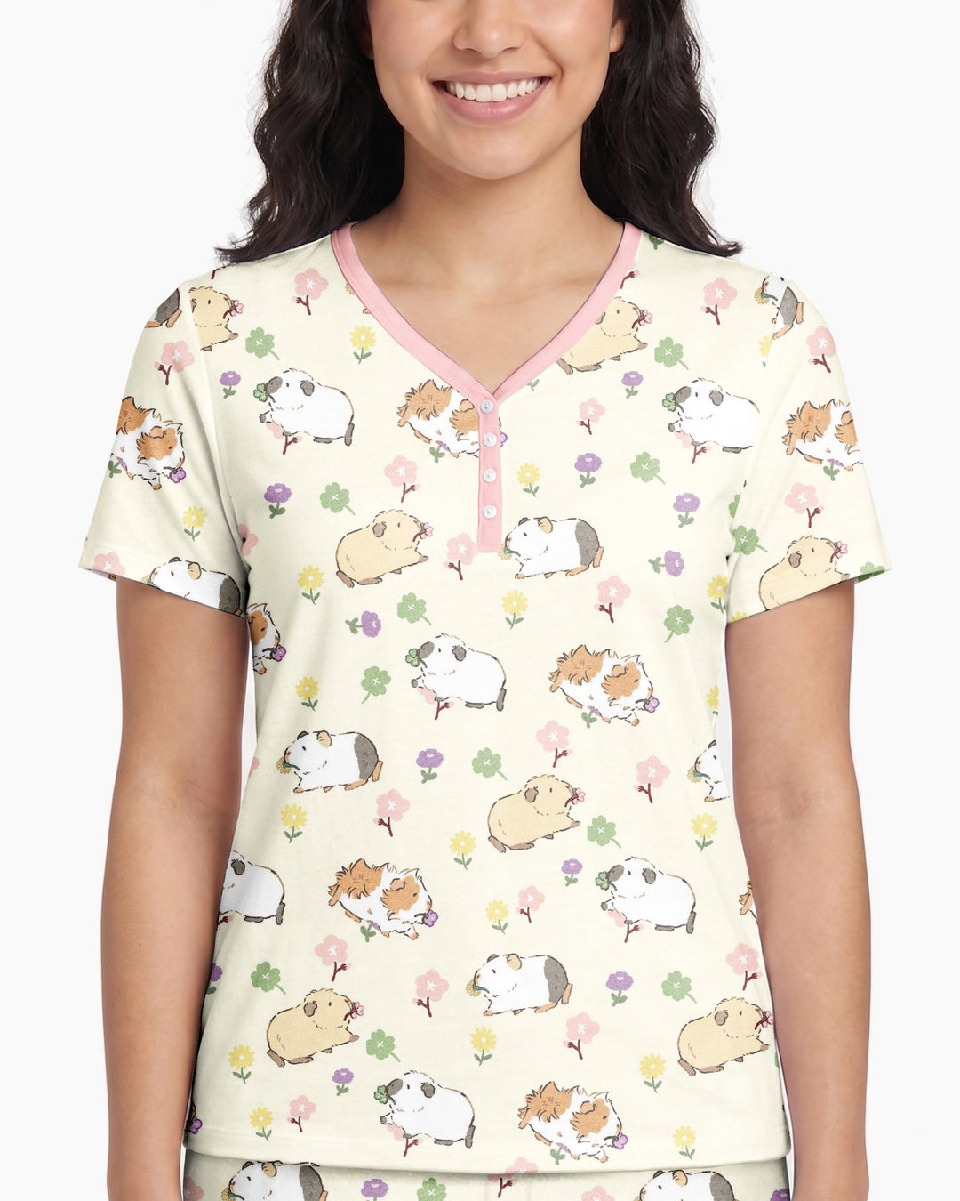 Guinea Pig Garden Bamboo Women Short Sleeve Short Pajama Set
