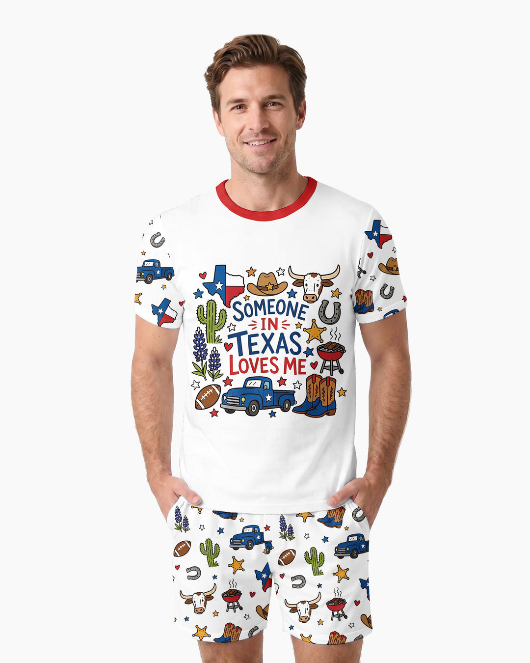 Someone in Texas Loves Me Bamboo Men Short Sleeve Short Pajama Set