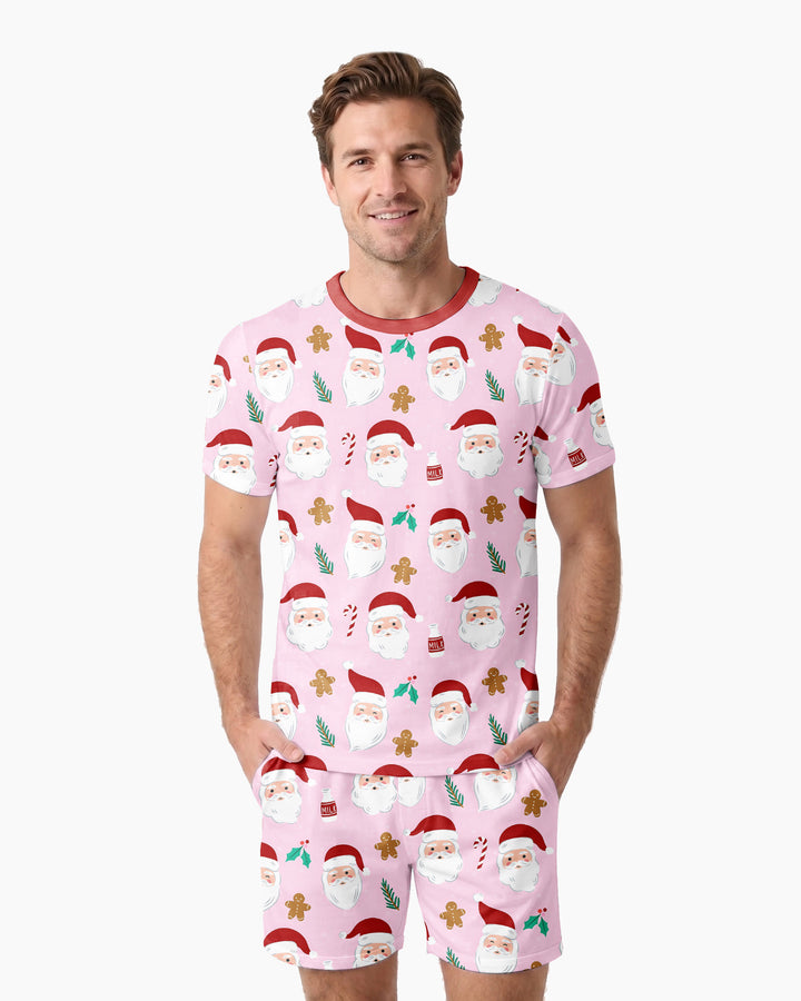 Christmas Sweet Santa Bamboo Men Short Sleeve Short Pajama Set