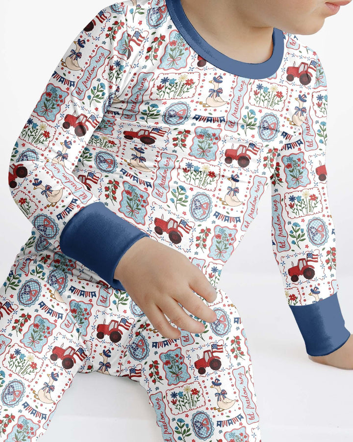 Zweiteiliges Langarm-Pyjama-Set mit Sommerfrüchten