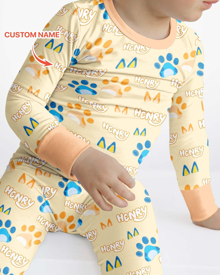 Zweiteiliges Langarm-Pyjama-Set mit Sommerfrüchten