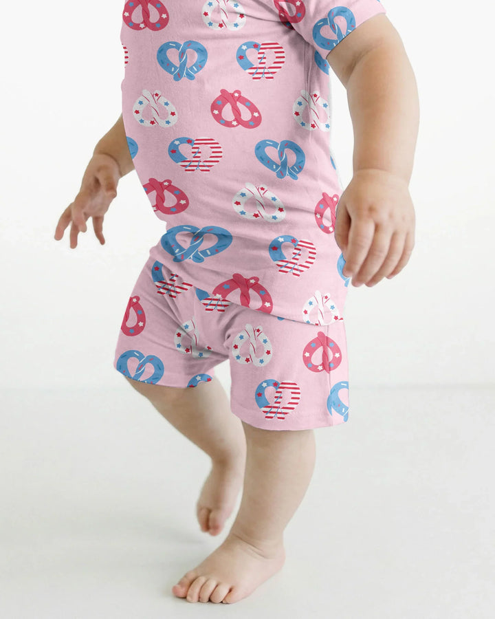 Schlafanzug-Set zweiteilig, kurze Ärmel, kurze Hose, Bambus
