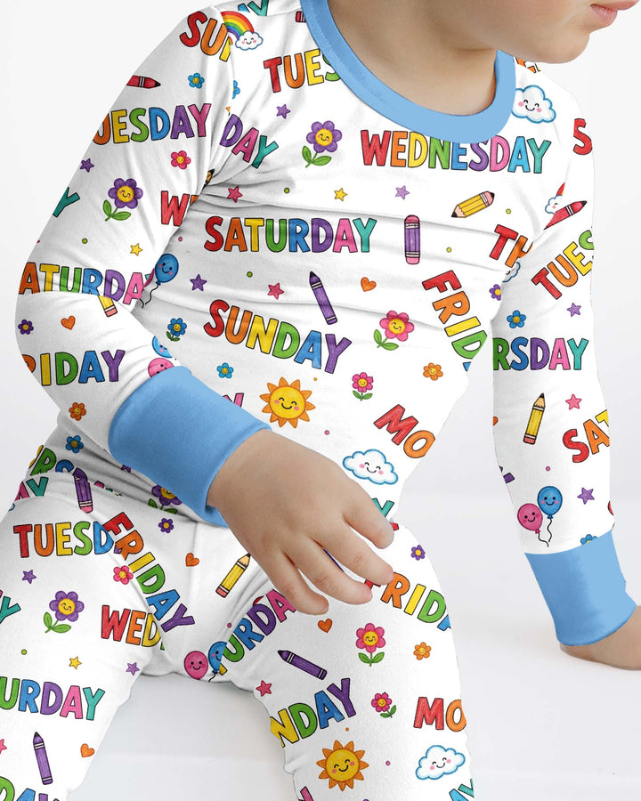 Days of the Week Bamboo Two Piece Long Sleeve Pajama Set