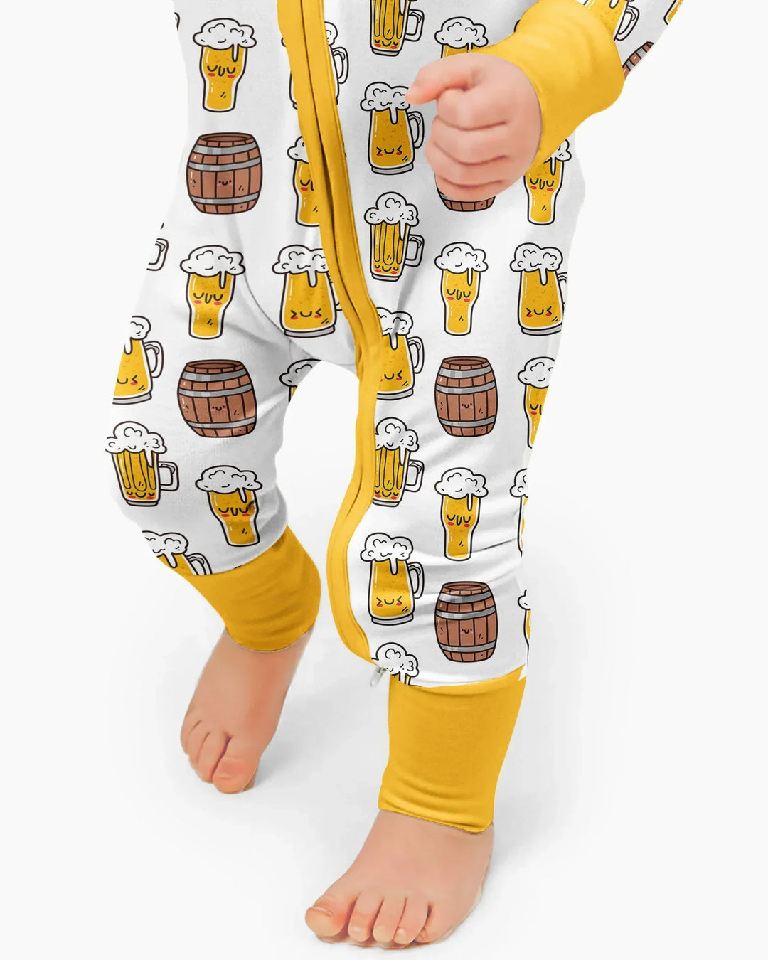 Beer Mugs and Barrels Bamboo Convertible Zippered Romper