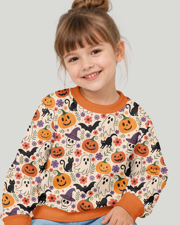 Spooky Halloween Floral Delight Bamboo Crewneck Sweatshirt