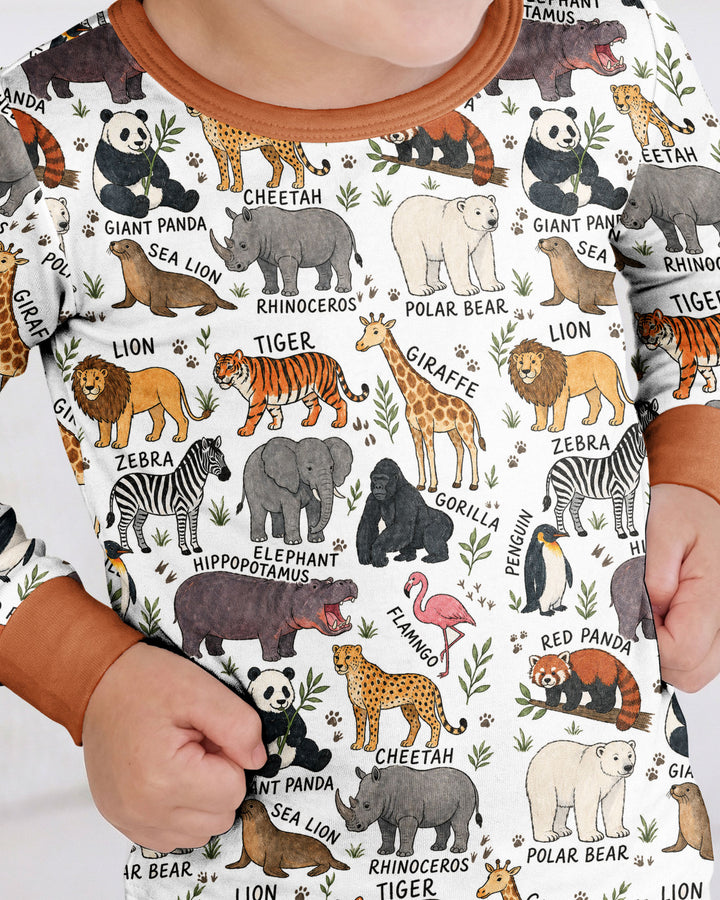Zoo Animal Bamboo Two Piece Long Sleeve Pajama Set