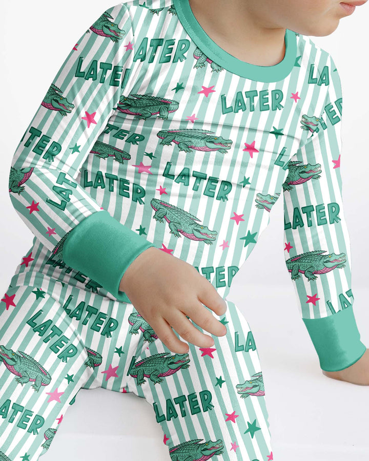 Later Gator After A While Bamboo Two Piece Long Sleeve Pajama Set
