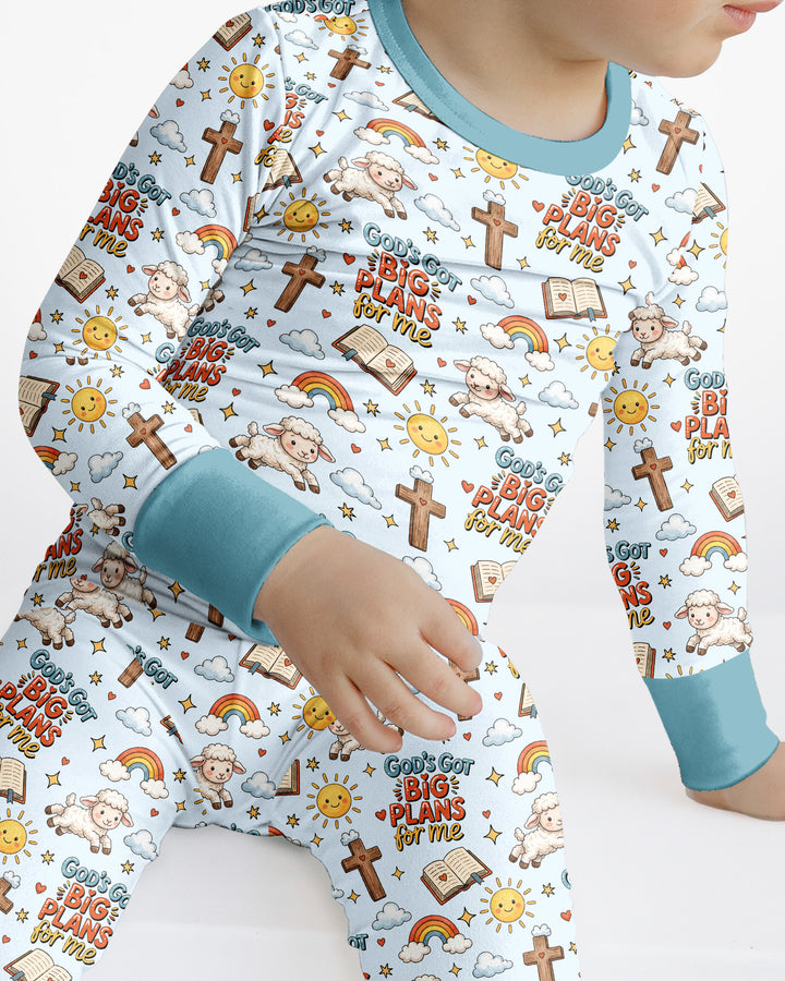 Zweiteiliges Langarm-Pyjama-Set mit Sommerfrüchten