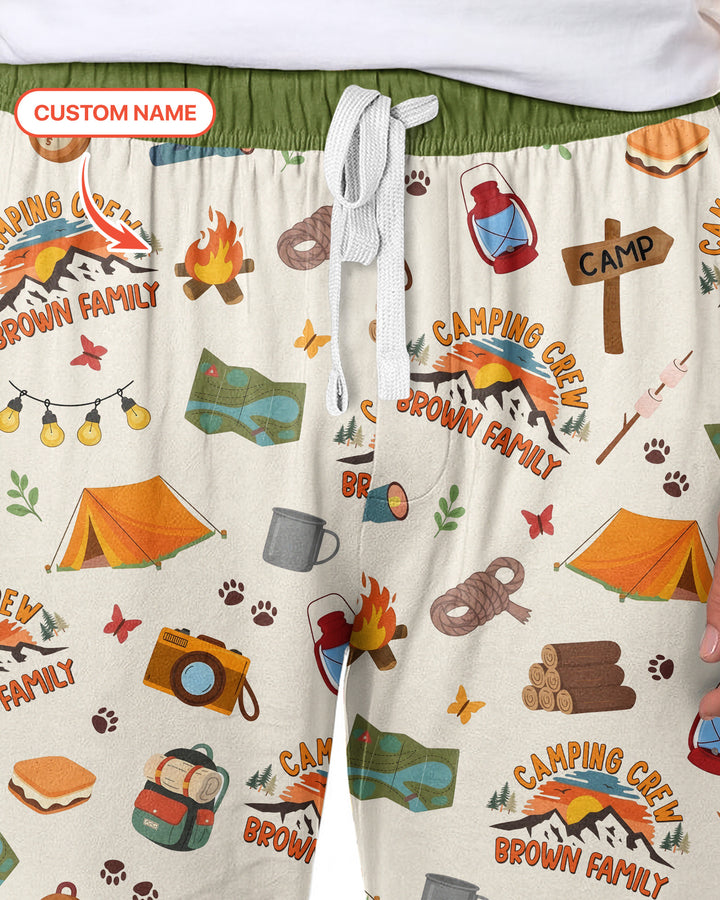 Custom Name Camping Crew Family Matching Bamboo Men's Pajama Set
